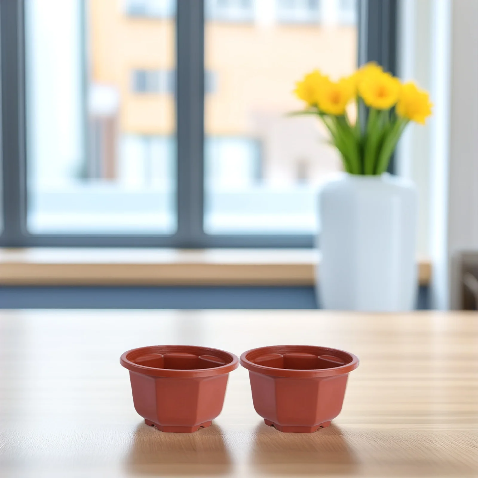 

10Pcs Octagonal Drainable Flowerpot Plastic Plant Pots for Indoor Outdoor Bonsai Planter Shelf Living Room Kitchen Garden