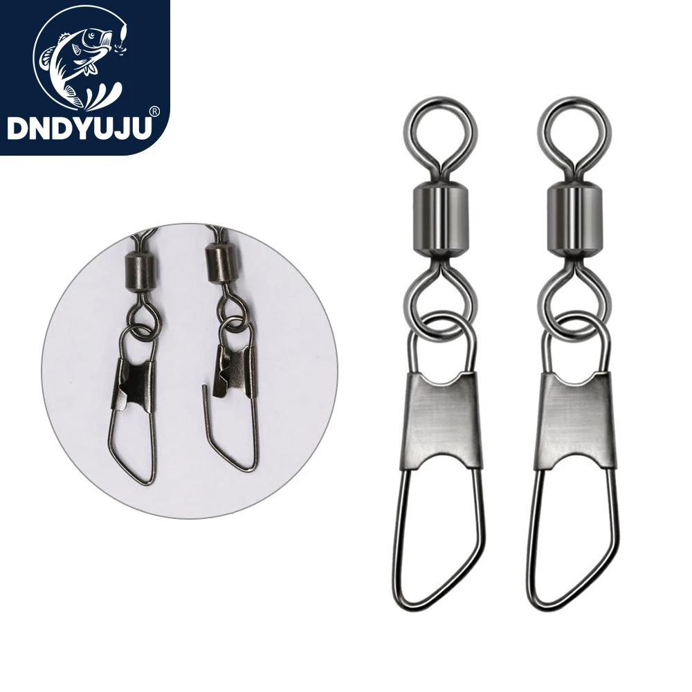 DNDYUJU 30/50pcs Stainless Steel Fishing Connector Swivels Interlock Pin Snap Rolling Swivel Fishhook Lure Fishing Accessories