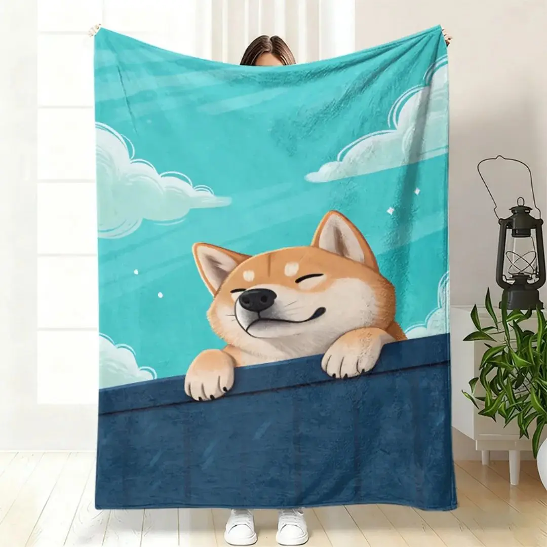 Soft Flannel Blanket with Cute Chihuahua Pattern, Suitable for Sofa, Bedroom and Office, A Warm and Comfortable Blanket