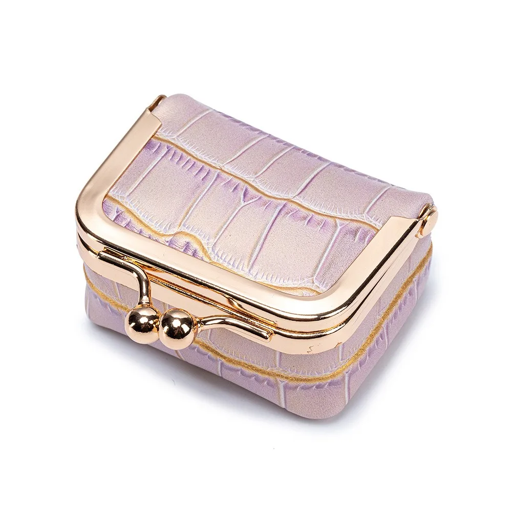 

Кошелек для монет с крокодиловым узором и застежкой Kiss Lock, из натуральной кожи, квадратная кожаная сумочка для украшений, мини-многофункциональная сумочка для мелочей, для серег