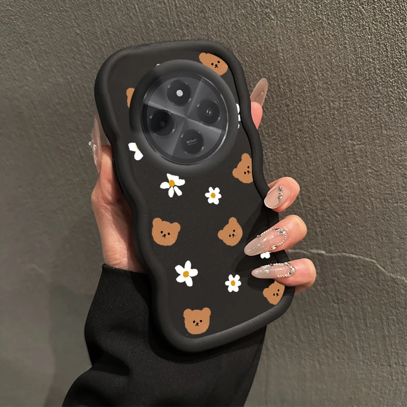 C75 Braunbär Wellenförmige Silikon Handyhülle für Poco X6 X5 M6 M6Plus M3 C65 C61 C55 C31 C3 M6Pro M5S X7Pro X7 X5Pro Abdeckung