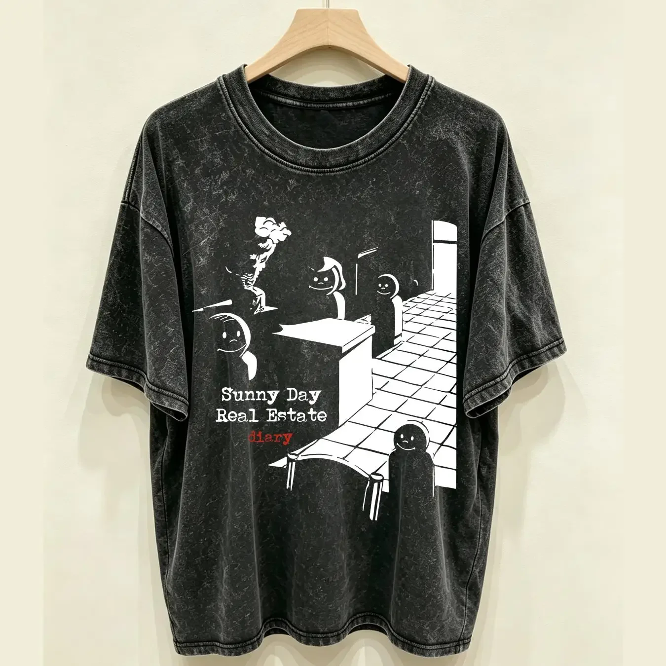 washed T Shirt BEST TO BUY Sunny Day Real Estate Diary White Music S 5XL long or short sleeves vintage Washed fashion Stylish