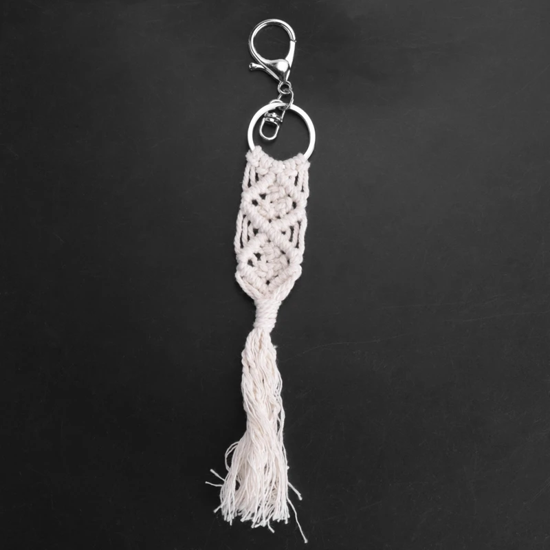 7 Pieces Mini Macrame Keychains Macrame Bag Charms For Car Key Purse Phone Supplies