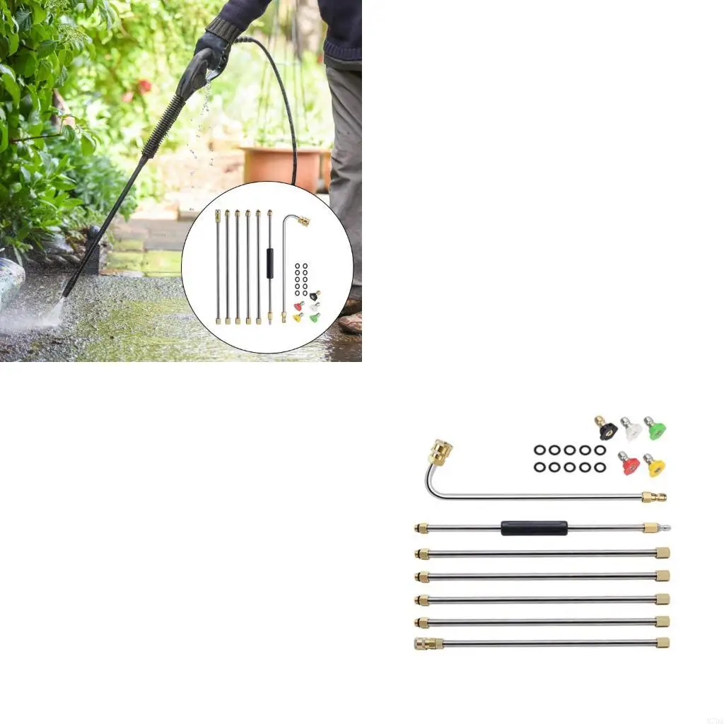 

M7DA Heavy Duty Pressure Washer Accessory Curved Rod 5 Nozzles for Car Cleaning