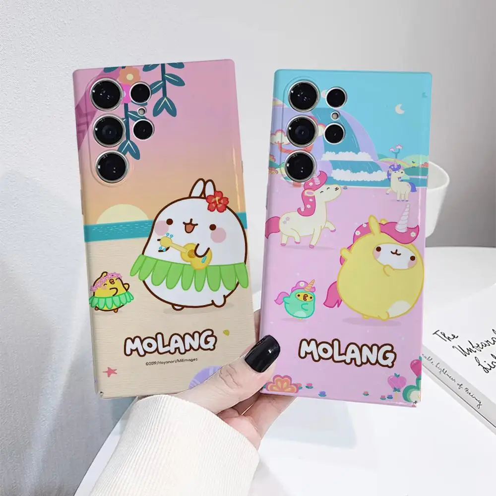 

Kawaii M-Molang Phone Case For Samsung S25 Film Shell GalaxyS24Ultra 23plus S22 21 A56 36 26 16 Luxury Cover