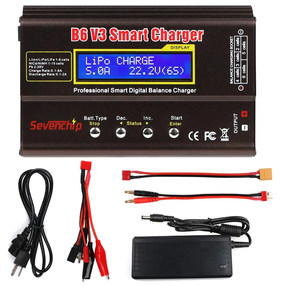 iMAX B6 V3 80W 6A Battery Charger LiHv Lipo NiMh Li-ion Ni-Cd Digital RC Charger Lipro Balance Charger Discharger 15V 6A Adapter