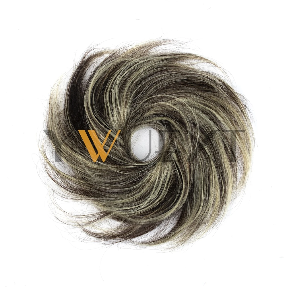 كعكة الشعر البشري ذيل حصان هيربيسي خصلات شعر برازيلية كعكة Scrunchies Updos دونات Chignon وصلات شعر بشري للنساء #3