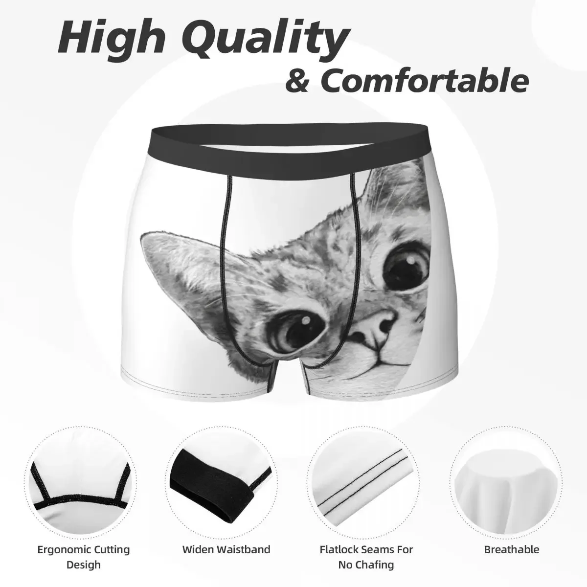 Boxer Underpants Shorts Sneaky Cat Panties Men Soft Underwear for Homme Man Boyfriend Gift