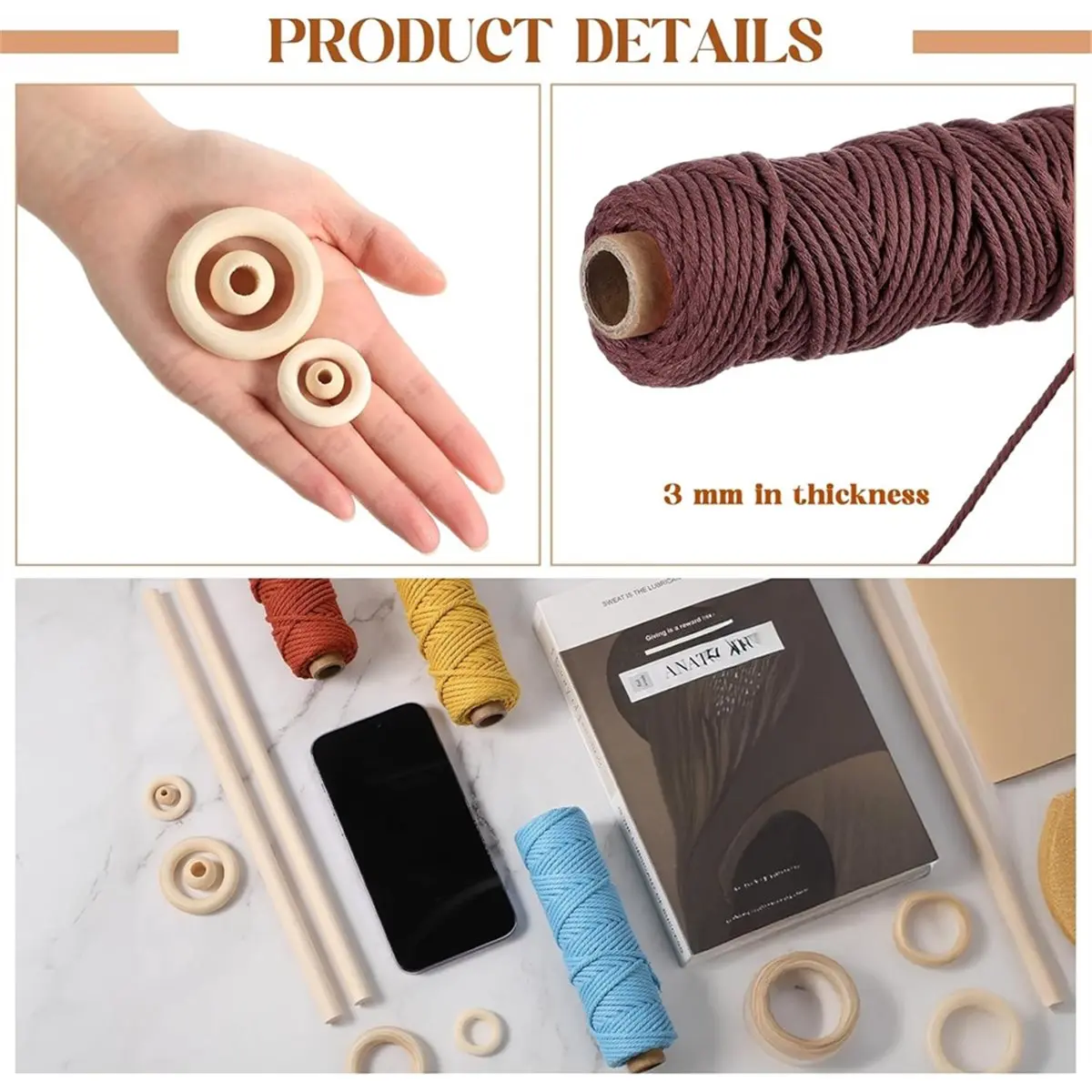 

268 Pcs Macrame Kits for Adults Beginners Weaving Supplies with Macrame Cord for DIY Plant Hangers Wall Hangings