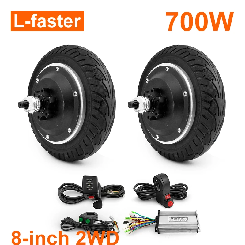 

L-faster Dual Drive 8 Inch 350W Brushless Hub Motor Wheel for DIY Electric Shopping Car Conversion Kits With Solid Tires
