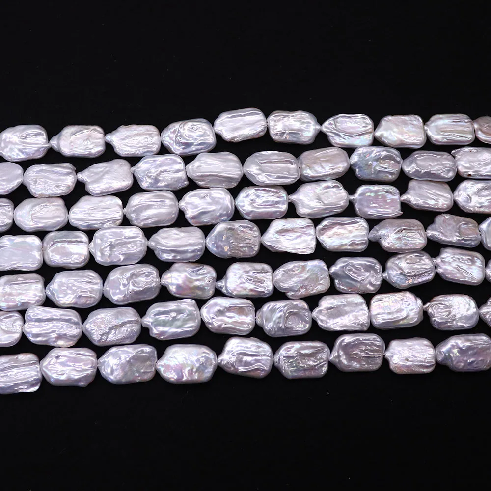 White Natural Freshwater Pearl Rectangle Beads 13x20mm Baroque Pearl Straight Hole Loose Bead Jewelry Accessory 1 Strand Supply