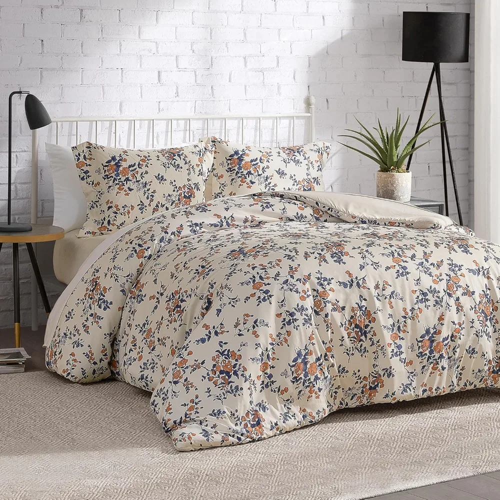 

Garden Floral Bouquet Microfiber Comforter Set with Sham - 3-Piece Reversible Bedding Set