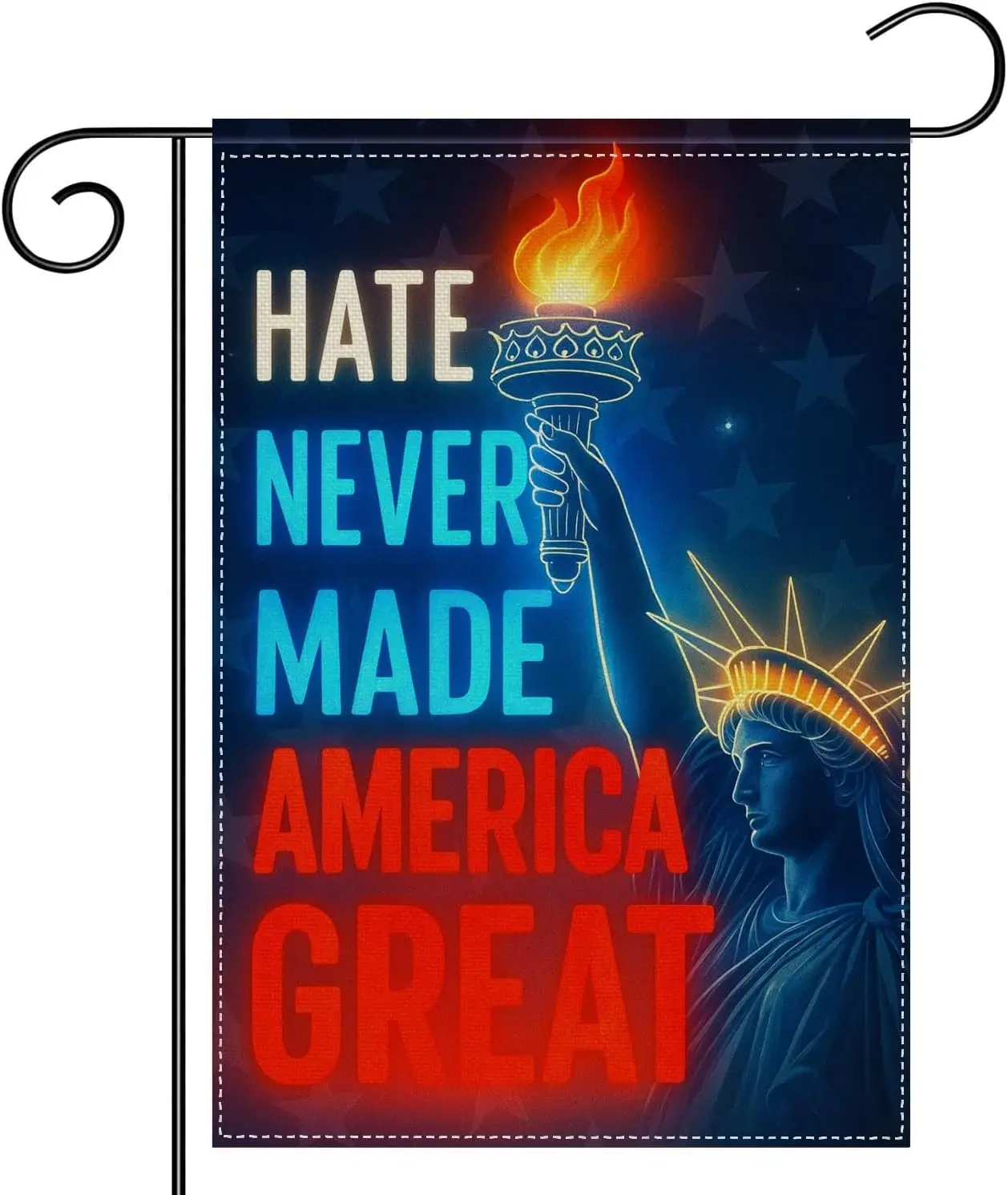 Patriotic Garden Flag 12 x 18 Inch Polyester Statue of Liberty Torch Design Inspirational Outdoor Yard Decor American Symbol ZZM