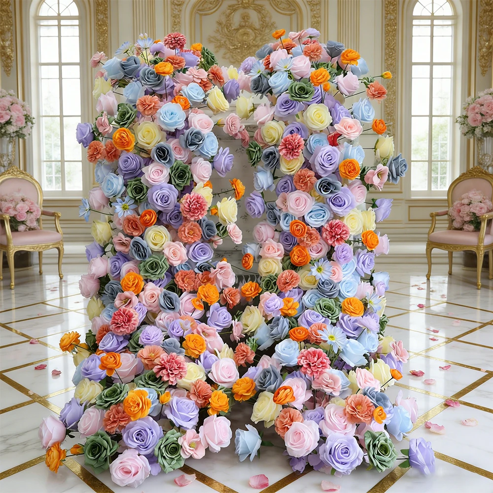 

Гирлянда из искусственных роз цвета макарон, настраиваемый цветочный фон для свадьбы, декор для мероприятий и витрин