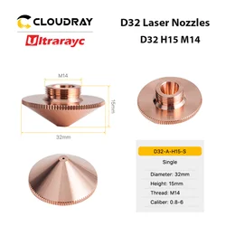 Ultrarayc Fiber Cutting Head Laser Nozzle Single Double Chrome-plated Layers D32 Caliber 0.8-6.0mm for Raytools Empower Head