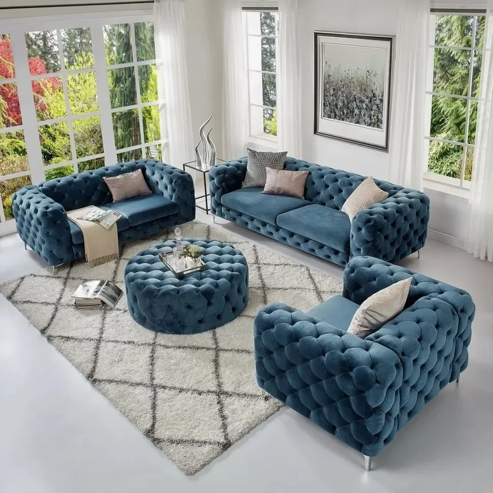 

For Modern Nordic 3-Seater Chesterfield Sofa Set Stylish Bed Type Combination Living Room Couch for Small Hotels Apartments