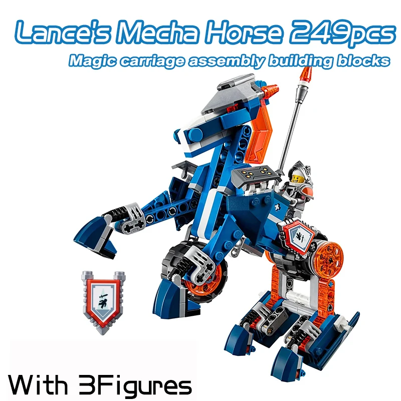 249pcs Nexo Knights Series Lance Mech Horse Building Blocks Compatible 70312 Shield ChariotFigures Bricks Toys For Boys Gifts