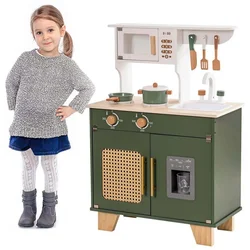 Robud kinderkeukenspeelset met ijsmachine Fantasiespeelset Houten speelgoed voor kinderen vanaf 3 jaar Vintage groen voor peuters