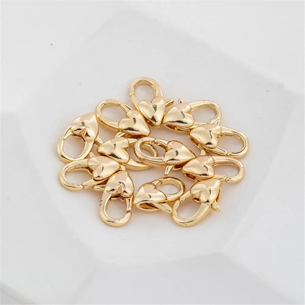 Love Spring Buckle Lobster Buckle, Heart Connection Buckle, Bracelet Necklace, Elastic Buckle, DIY Accessories, 14K Gold