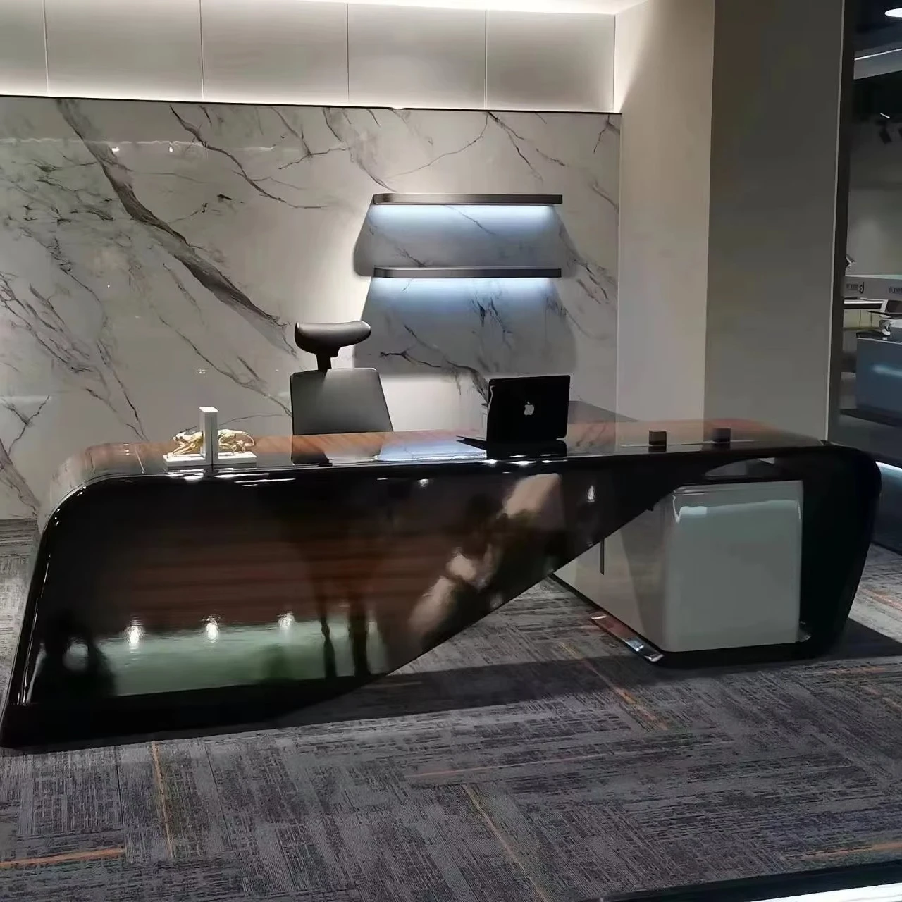 Luxury Furniture Modern Wood Design Mdf Home Executive l Shaped CEO Office Table