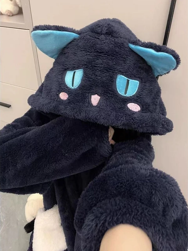 

Большой размер 300, осенне-зимний комбинезон, женский комплект домашней одежды Coral Fce Thiened с милым мультяшным принтом, длинный свеч на молнии...