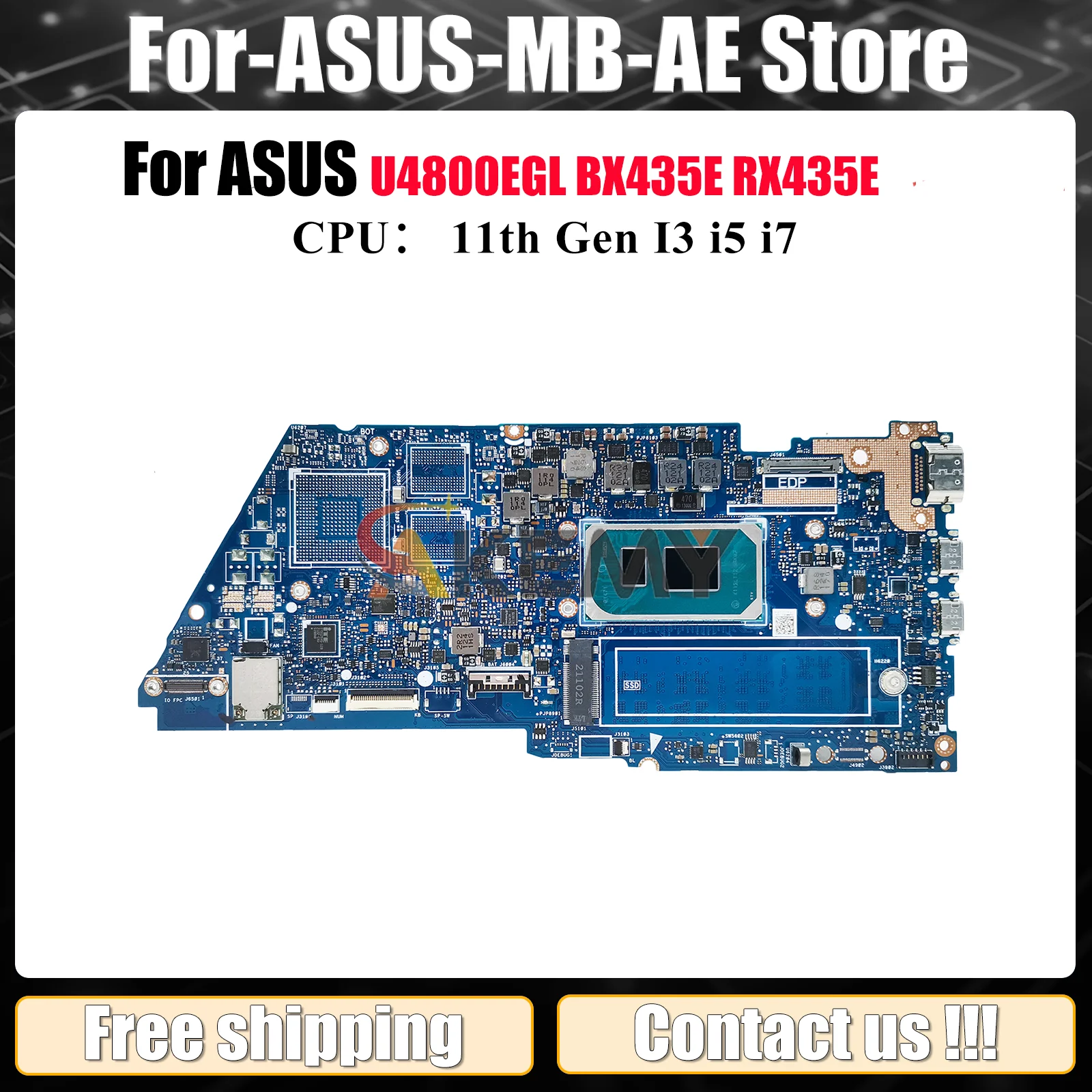 

UX435EA Laptop Motherboard For ASUS ZenBook UX435EG BX435E U4800EGL RX435E UX435E UX435EA Mainboard With 11th Gen I3 i5 i7 stk