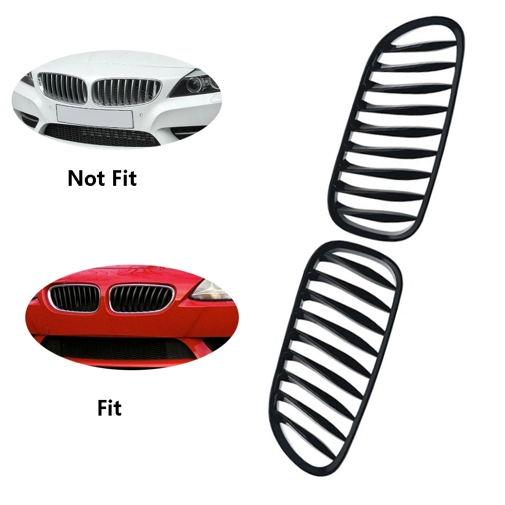 2Pcs Front Bumper Kidney Grille Hood Racing Grills Glossy/Matte Black For BMW Z4 E85 E86 Coupe 2003 2004 2005 2006 2007 2008 view 2