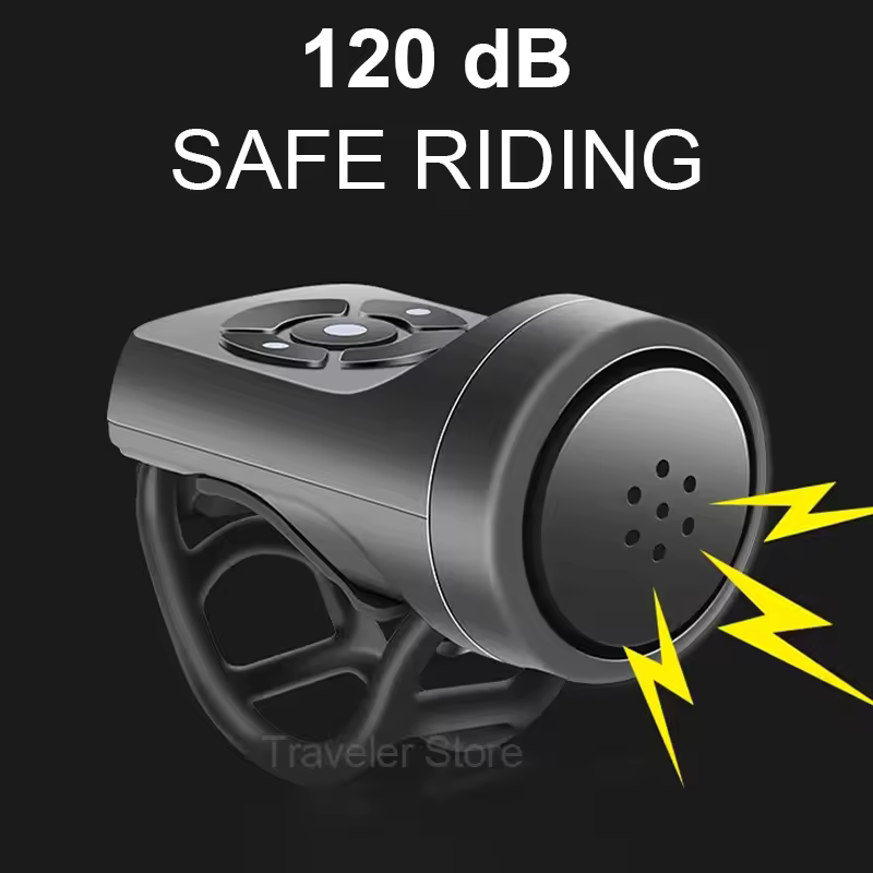 פעמון חשמלי לאופניים ולאופנוע עם טעינה USB, מתאים לרכיבה בהרים ובכביש, עם אזעקת גניבה, מתאים לקורקינט חשמלי ואביזרים לאופניים