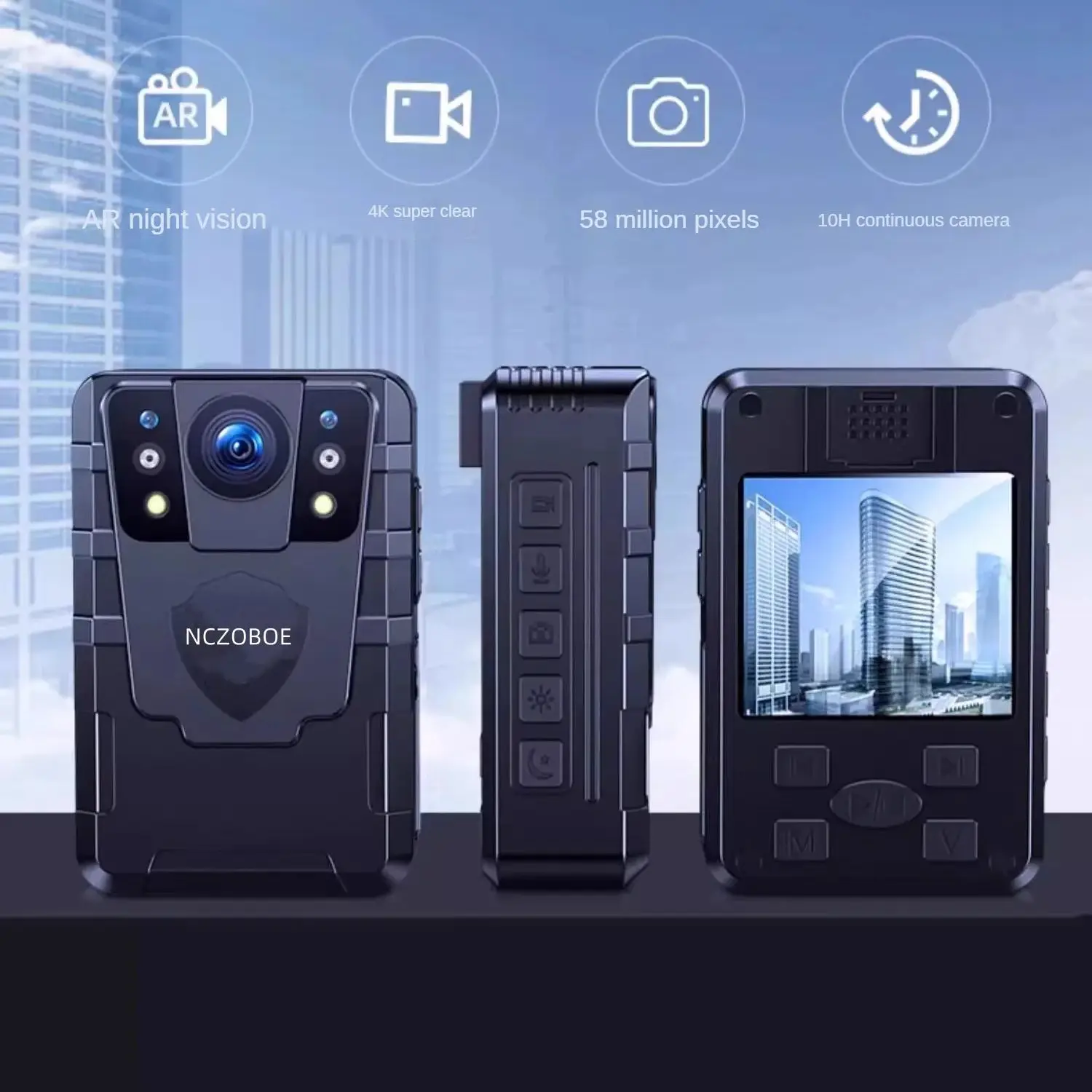 

NCZOBOE 1600P Mini Digital Camera Police Recorder with HD IPS Screen HD Police Body Worn Camera, Wearable Portable Body Camera