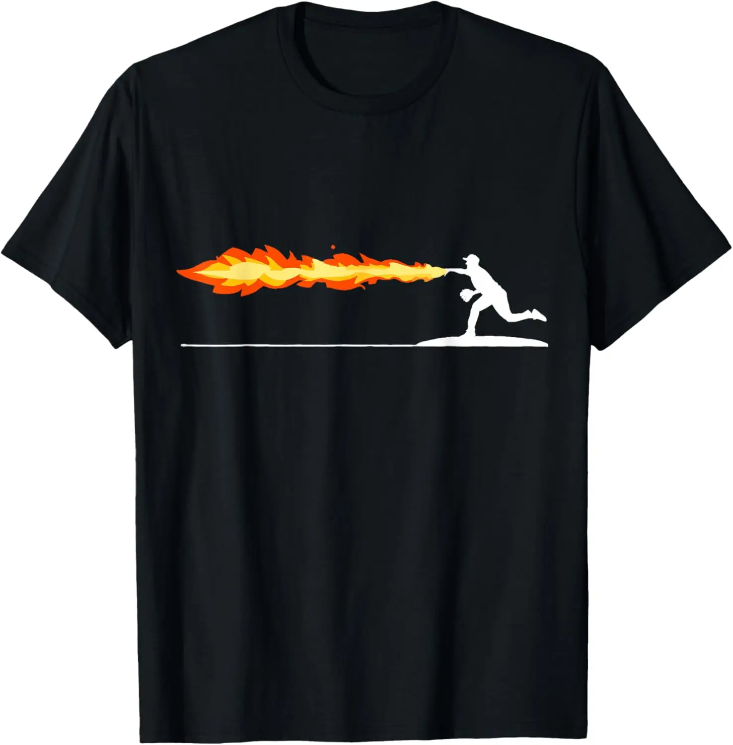Fire Thrower Baseball Pitcher Graphic T-Shirt Soft Cotton Men Summer Short Sleeve Tee