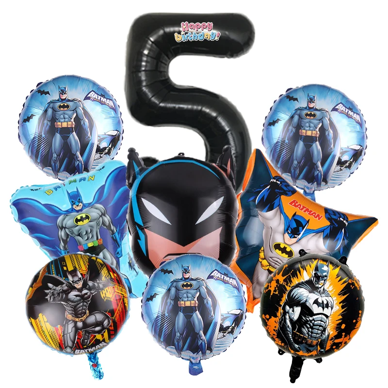 9pcs Cartoon Batman Superhero - Confetti Balloon Set 评论和价格