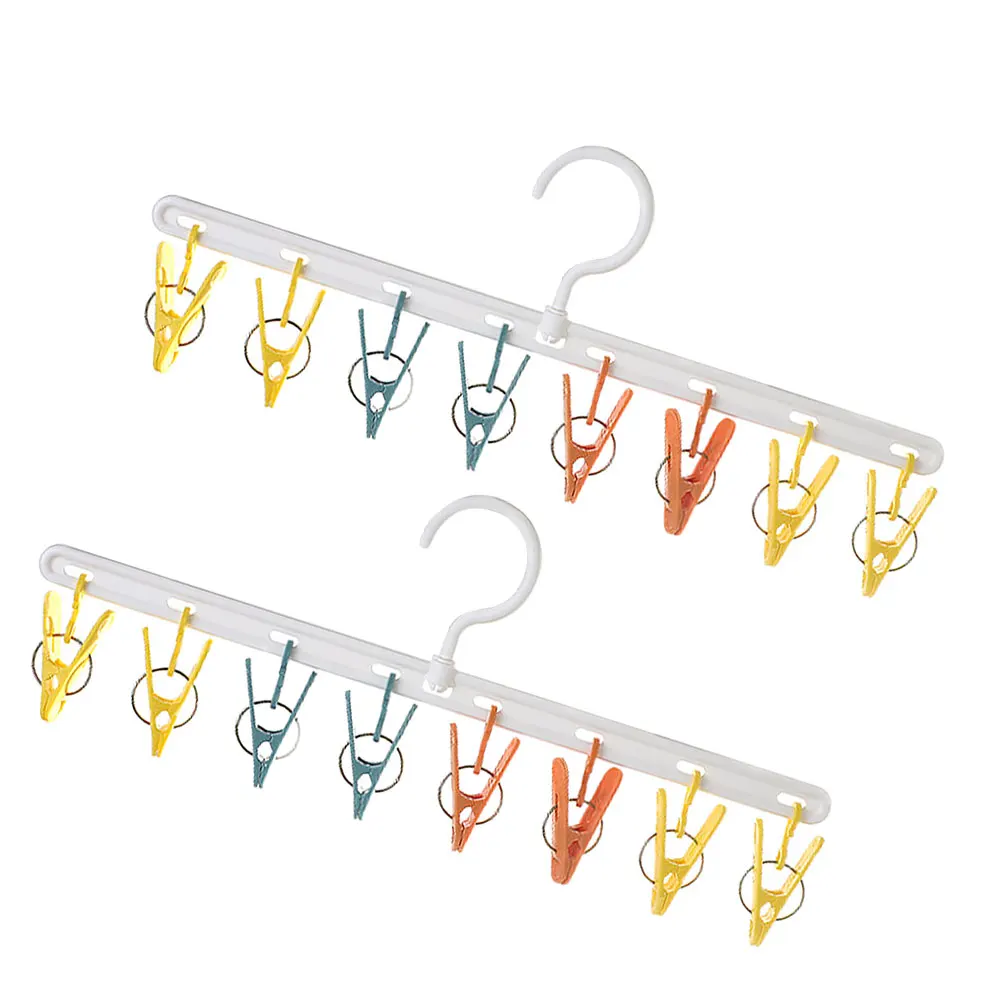 

2 Pcs Plastic Coat Hanger Baby Clothes Collapsible Clamp Hat ganizer Home Storage Closet Hanger Drying Rack Storage Solution