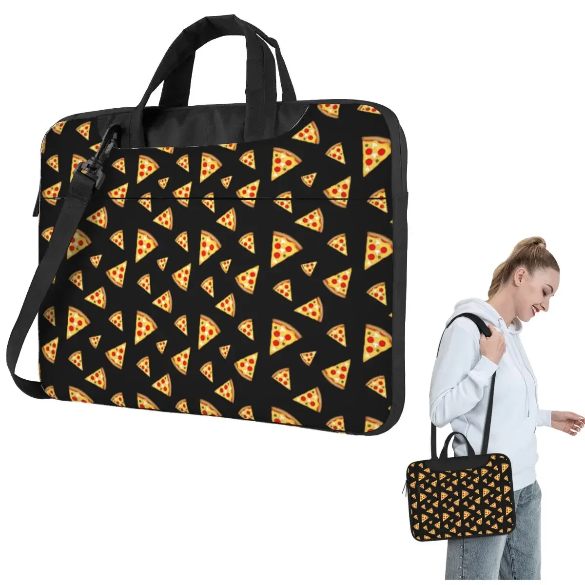 Cool And Fun Pizza Slices Pattern Crossbody Laptop Bag Case Computer Bag 13 14 15.6 Inch Notebook Pouch for Lenovo