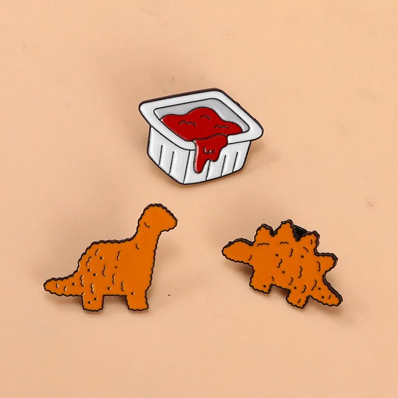 Cartoon Dinosaur Brooch Creative Brontosaurus Stegosaurus Ketchup Enamel Alloy Dripping Oil Badge Clothes Bag Accessories Brooch image 3