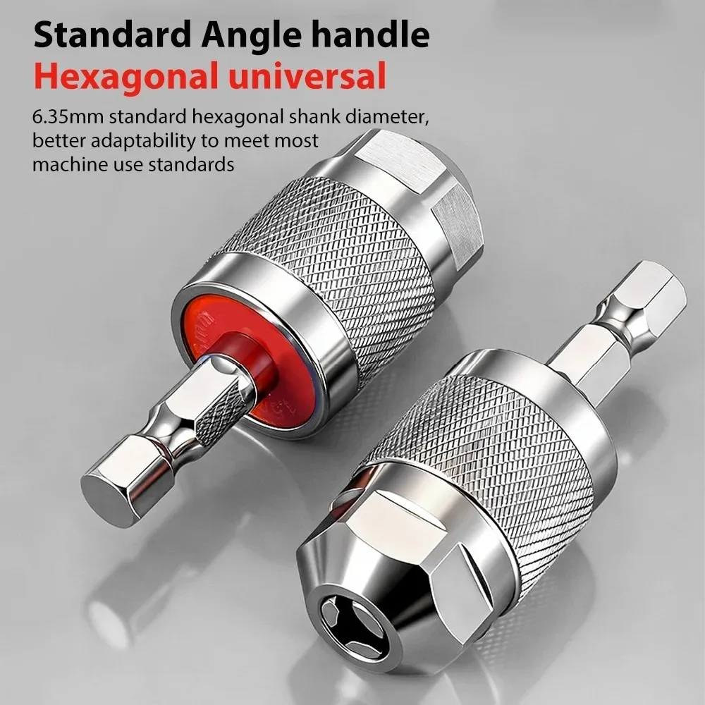 Self-Tightening Drill Chuck Adapter 1.5-6.5mm 1/4 Inch Pneumatic Drill Chuck Hexagonal Handle Quick Change Chuck