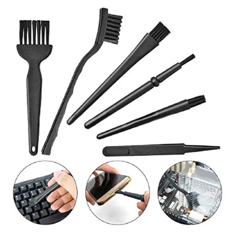 1Set Anti Static Brushes Portable Plastic Handle Cleaning Keyboard Brush Kit for ESD PCB Computer and Small Spaces