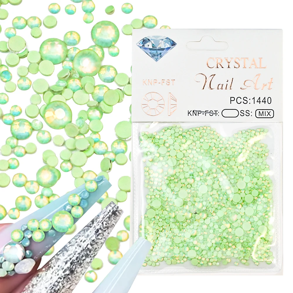 1440 pz/borsa perline di cristallo Non Hotfix sirena Nail Art strass Mix Size Flatback Glass Nail Diamond Gems per decorazioni per unghie