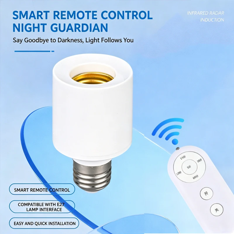 Portalámparas E27 de 60W con Control Remoto Inalámbrico, Temporizador Inteligente, 110V 220V, Interruptor de Luz Múltiple para Casa, Habitación de Bebé, Dormitorio