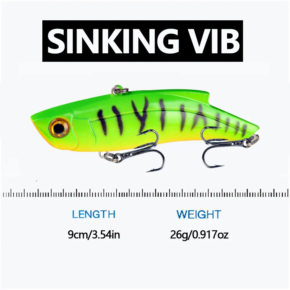 1PC Sinking Hard Fishing Lure Plastic VIB Hard Artificial Bait Treble Hooks Peche Bass Pike Trolling Pesca Fishing Tackle