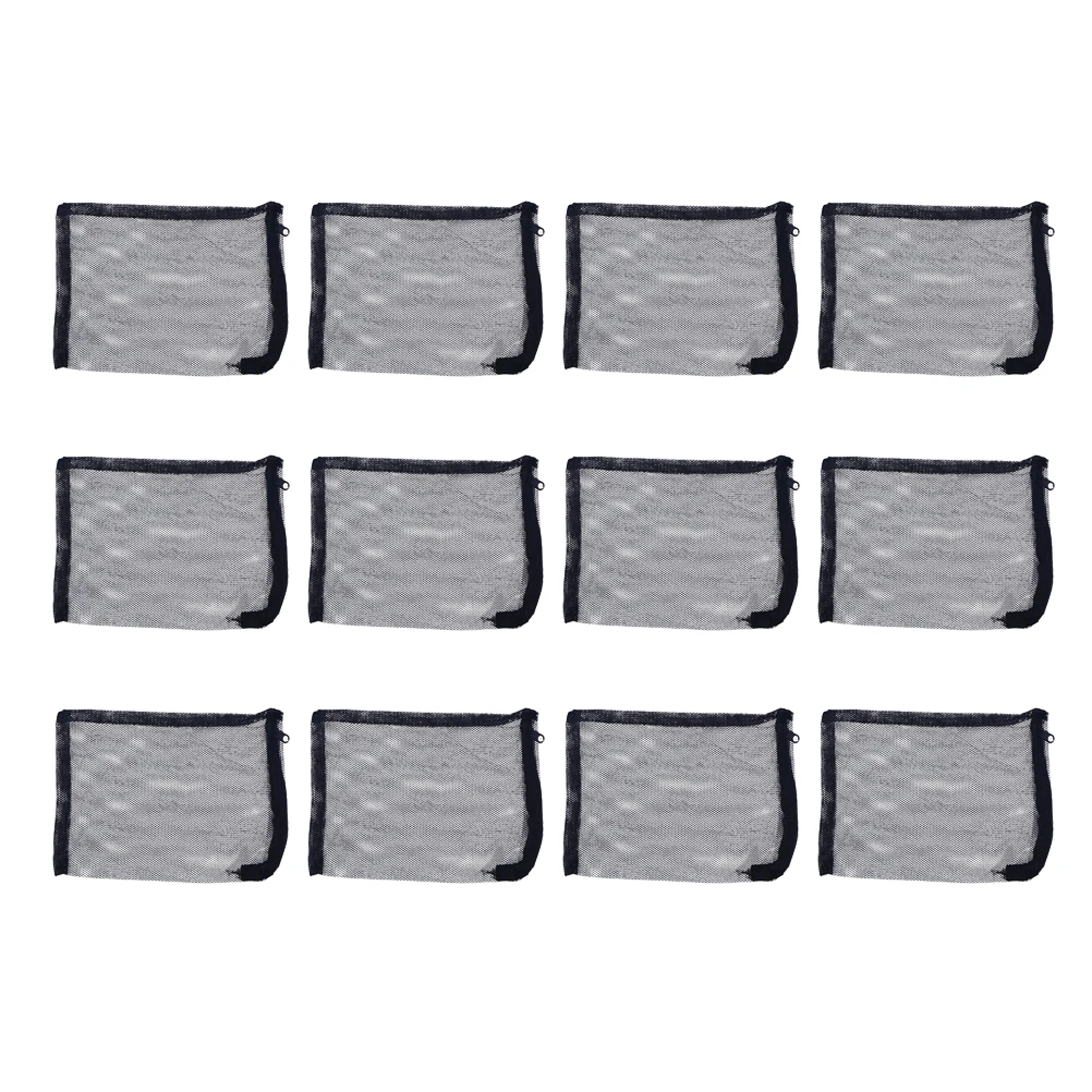 

12pcs Mesh Filter Bag Black Fine Strainer Reusable Drawstring Nylon Media Pond Aquarium Tank Garden Pet Supplies