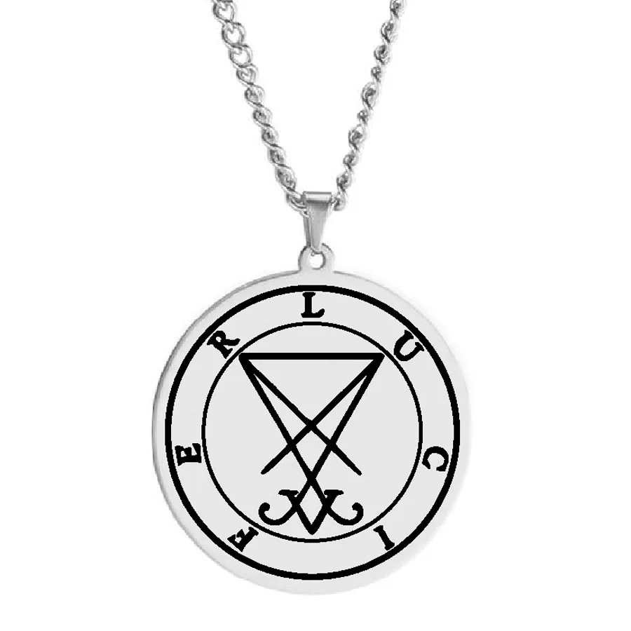 HLSS540 Magical Sigil Of Lucifer Altar Sigil di Lucifero Simbolo Satanico Charm Talisman Amulet Stainless Steel Pendant Necklace