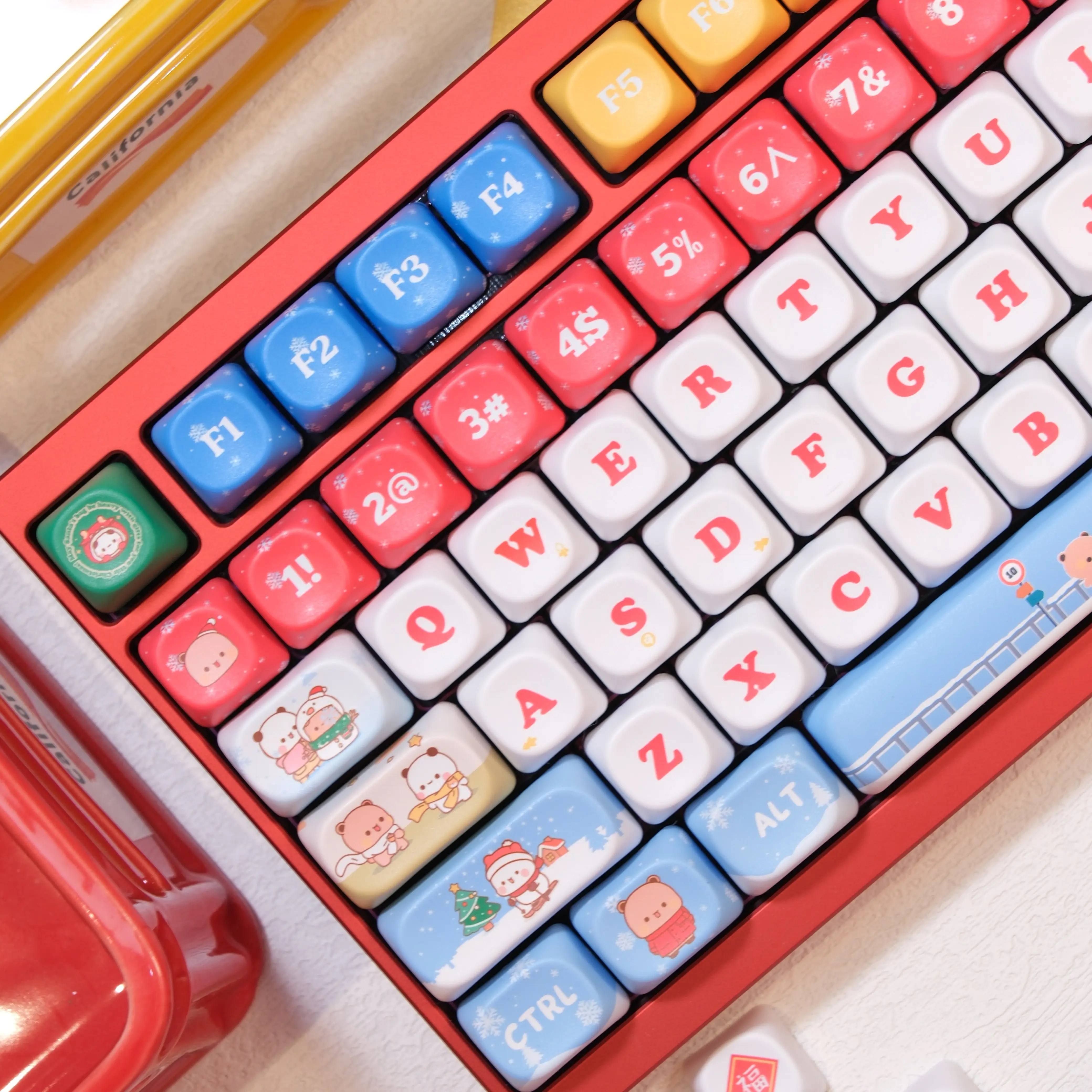 MAIMOOO Bubu Yier Cute Keycaps MOA Snow Season Love Letter Red Blue Christmas Keyboard Caps Kawaii Bear Panda PBT Custom Keycap