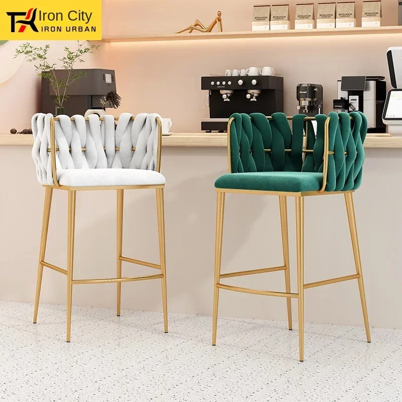 Simple Home Bar Cashier High Stool Web Celebrity Light Luxury Chair for Nail Shops Nordic Designer Bar FurnitureHigh