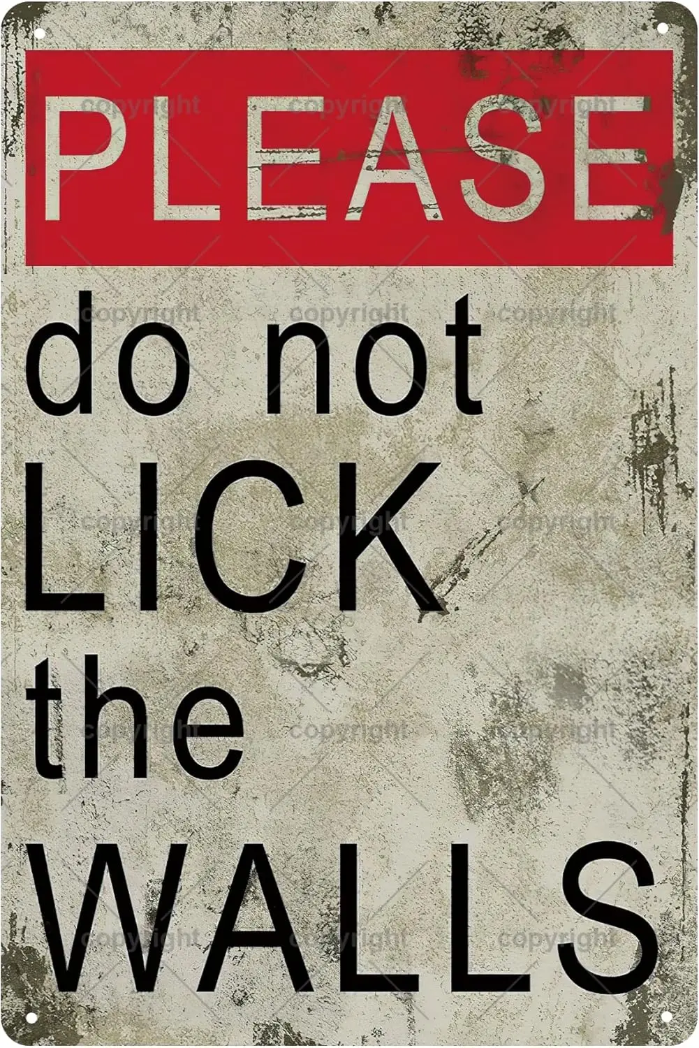 Don't Lick Walls Vintage Metal Tin Sign, Home Decor, Room Decor, Wall Decor, Bathroom Decor, Bar Decor, Cafe Decor, Garage D