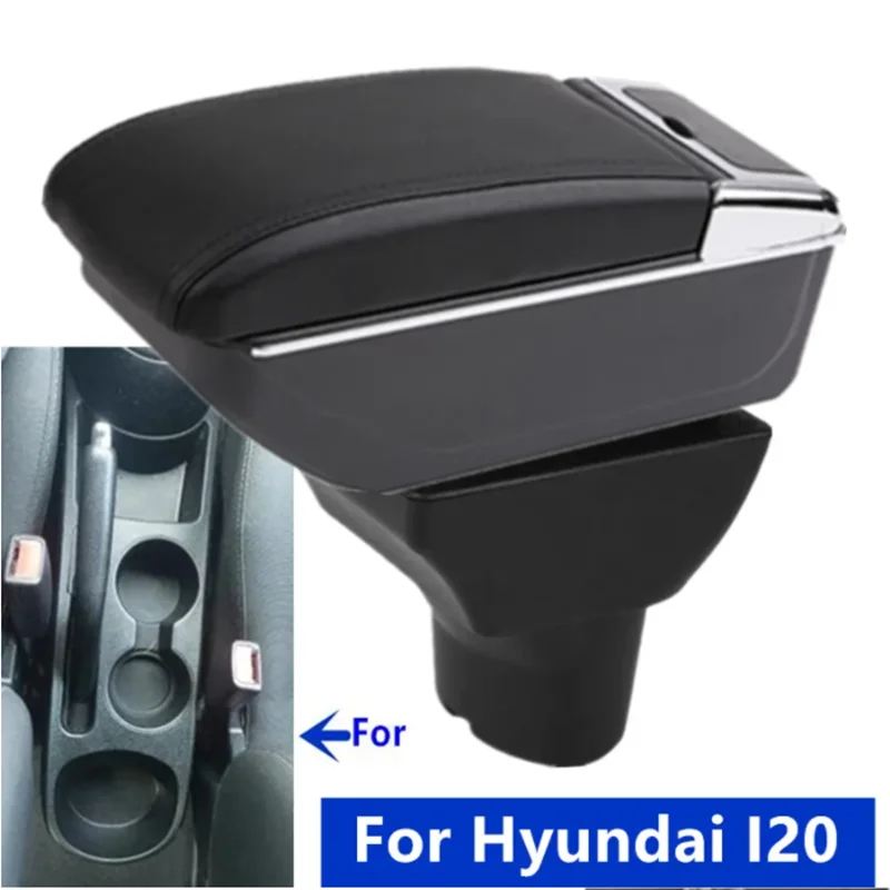 For Hyundai I20 Car Armrest Box 2012-2019 Interior Center Storage Box with Cup Holder Retrofit Dedicated Car Accessories