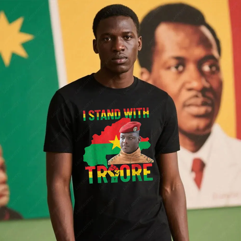 

Burkina Faso Flag African President Thomas Sankara Burkina Faso Ibrahim Traore Men Women Graphic T-Shirt Casual Short-sleeved