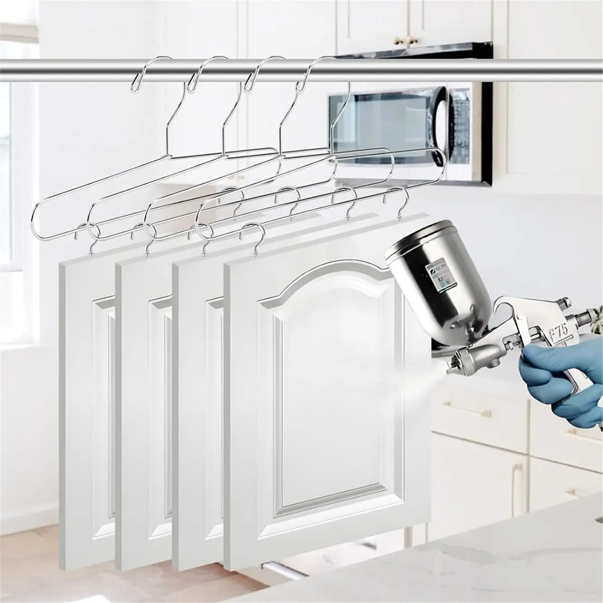 

AA49 Набор из 12 подвесов для покраски дверец шкафов с 60 металлическими вкручиваемыми крючками-держателями, сушилка для панелей, подставка для сушки краски для шкафов