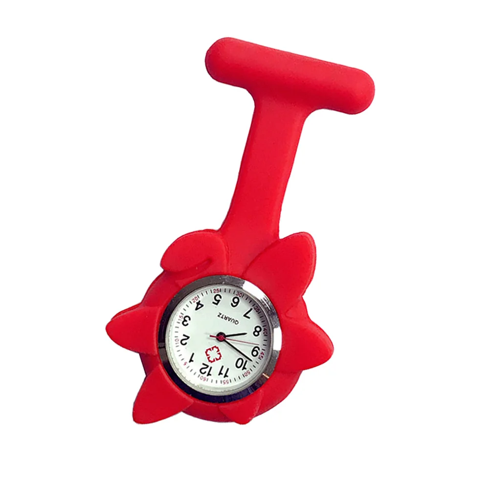 

Red Silicone Nurse Watch Sunflower Shape Hanging Pocket Medical Watch Doctor Nurse Durable Practical Decoration