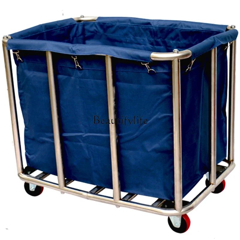 Hotel linen cart storage stainless steel hotel rooms laundry work recycling truck