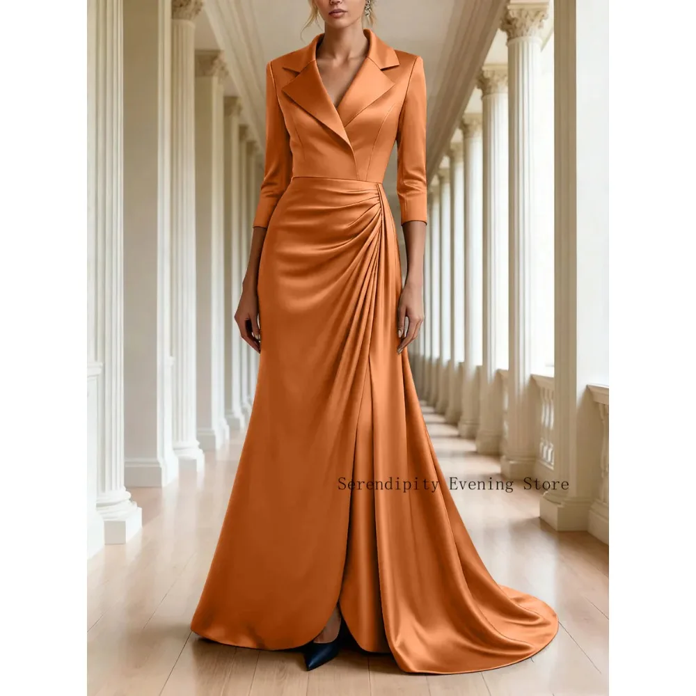 Customized Mermaid Mother of Birde Dresses 2026 for Weddings Women V-Neck Elegant Evening Dress Pleated Ruched Formal Party Gown image 6